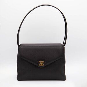 Chanel Vintage Envelope Caviar Leather CC Turnlock Shoulder Bag